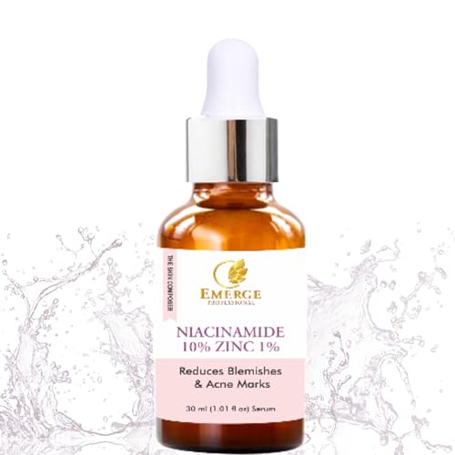 EMERGE Professional 10% Niacinamide Face Serum - Acne Treatment for Dark Spots, Blemish Removal & Oil Control with Zinc - Perfect for Daily Skincare Routine & Post-Acne Care