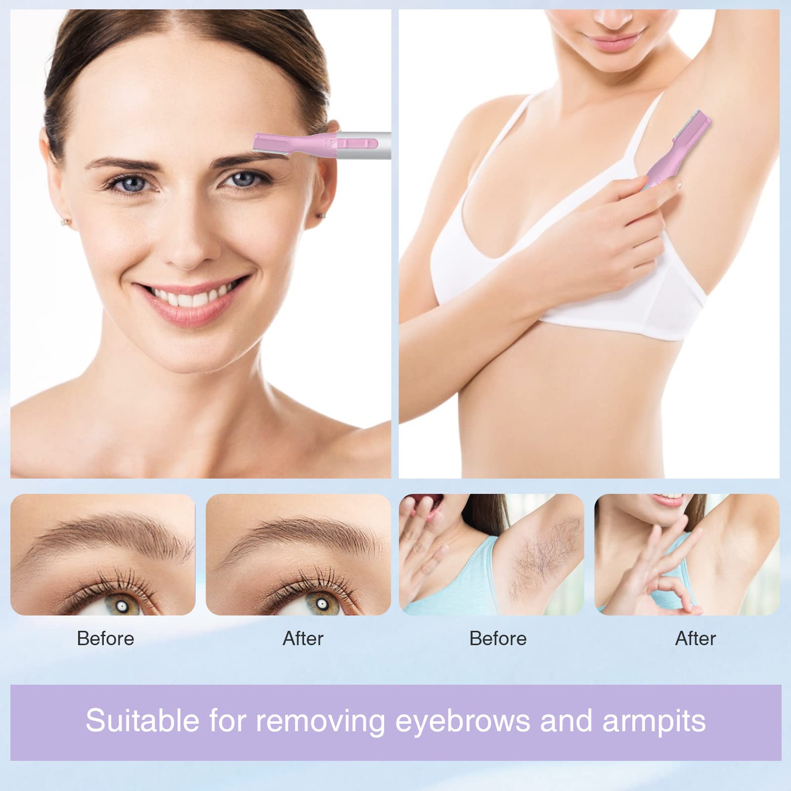 TOUCHBeauty Battery-Powered Eyebrow Trimmer with Comb - Painless Facial Hair Remover for Eyebrows, Neckline, Nose & Ears | Perfect for Home Grooming, Travel & Quick Touch-Ups
