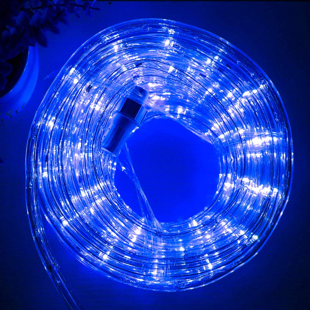 33ft LED Rope Lights - Waterproof 240 LED Blue Christmas Lights for Outdoor Use, 110V Connectable String Lights for Deck, Patio, Pool, Camping & Halloween Decor - Perfect for Parties, Weddings & Backyard Lighting