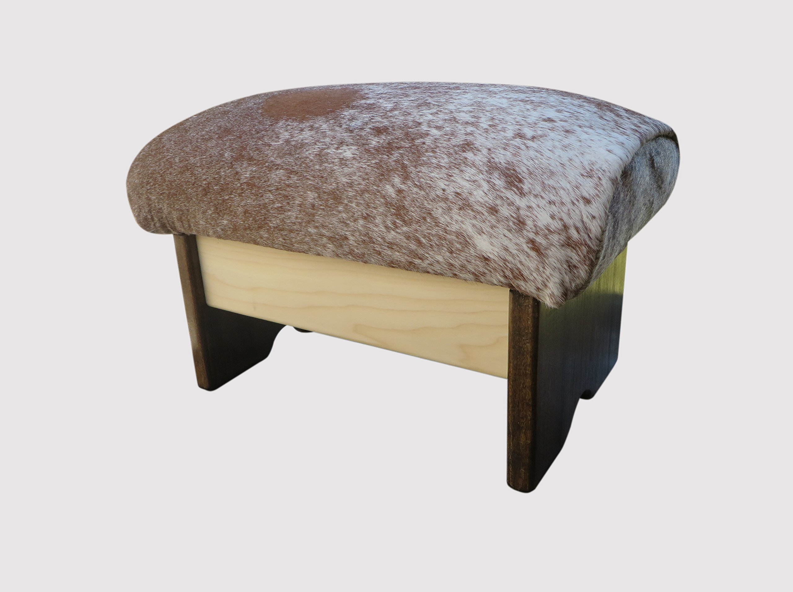 Premium Padded Foot Stool with Short Hair Cowhide Upholstery - Handcrafted in USA - 9