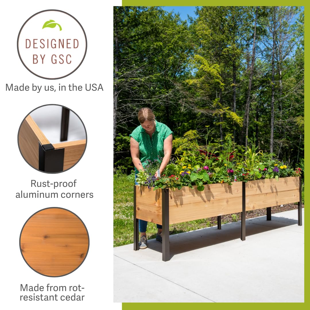 Premium Cedar Raised Garden Bed 2' x 8' - Heavy Duty Standing Planter Box with Reinforced Aluminum Corners for Vegetables, Flowers & Outdoor Plants | Perfect for Patio, Backyard & Urban Gardening | Durable Elevated Design for Easy Planting & Maintenance