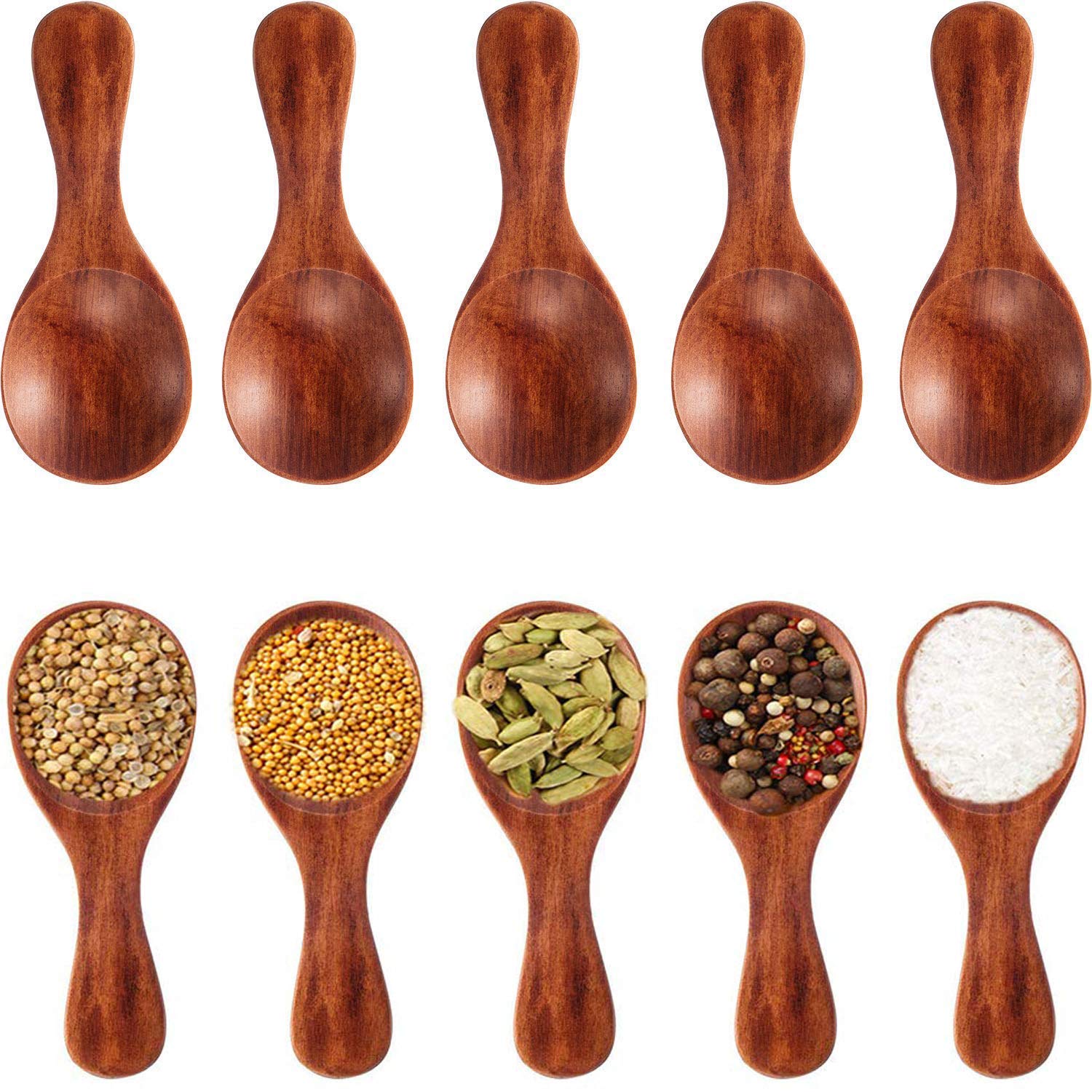 20 Pack Small Wooden Salt Spoons - Mini Wooden Spoons with Short Handle for Jam, Spices, Condiments, Honey, Coffee, Tea | Ideal for Kitchen, Baking, Coffee Shops & Gift Giving