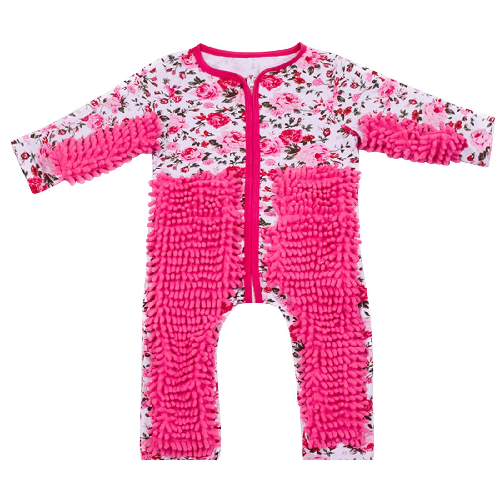 Newborn Baby Crawling Romper Jumpsuit - Floral Mop Bodysuit for Infant Girls & Boys | Soft Cotton Outfit for Playtime, Photo Shoots & First Birthday Parties