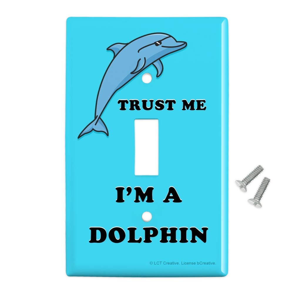 Funny 'Trust Me I'm a Dolphin' Plastic Light Switch Cover - Humorous Wall Decor for Bedroom, Bathroom & Office - Durable Toggle Switch Plate with Graphics & More