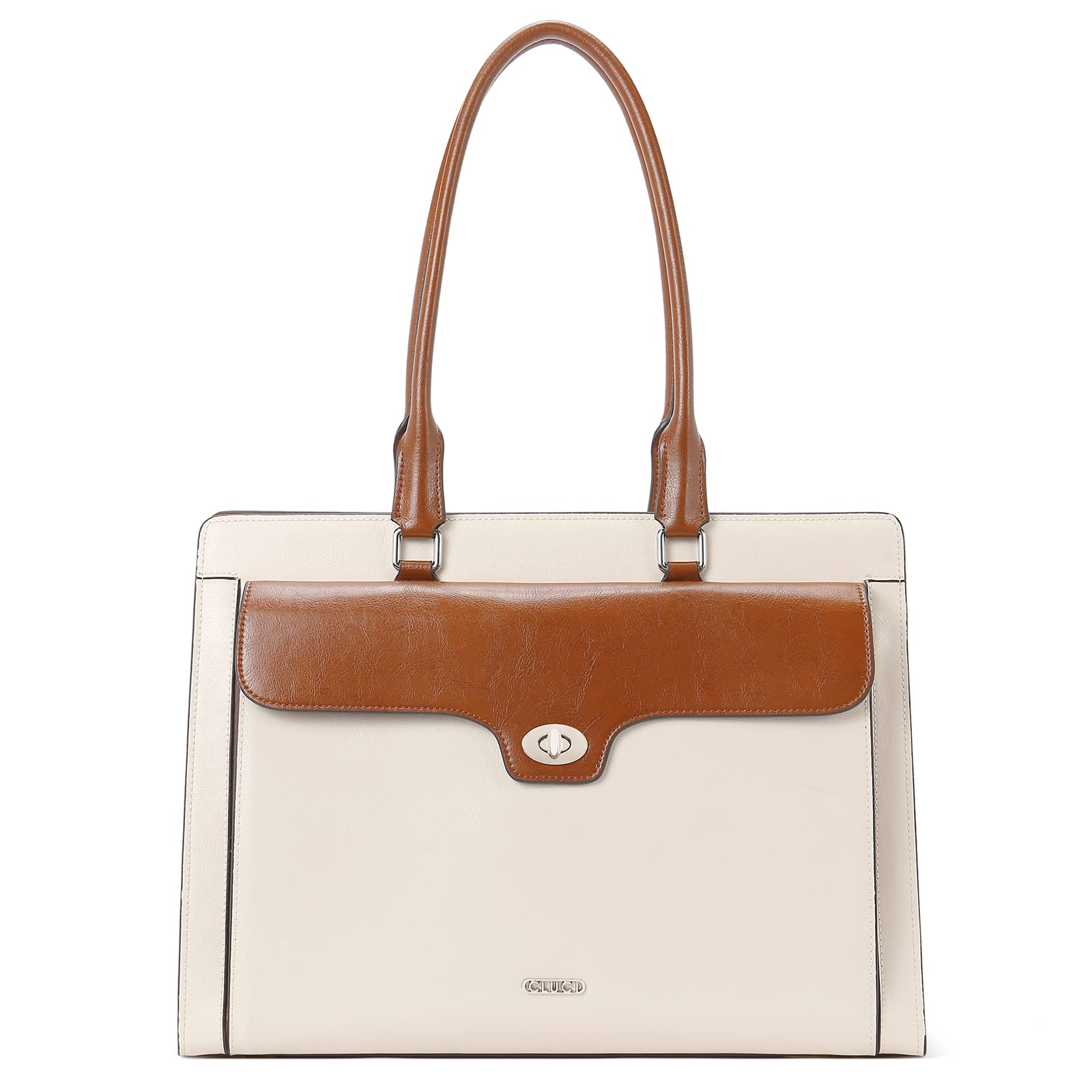 CLUCI Genuine Leather Briefcase for Women - 15.6 Inch Laptop Tote Bag with Shoulder Strap - Professional Work Bag for Office, Business Travel & Commuting