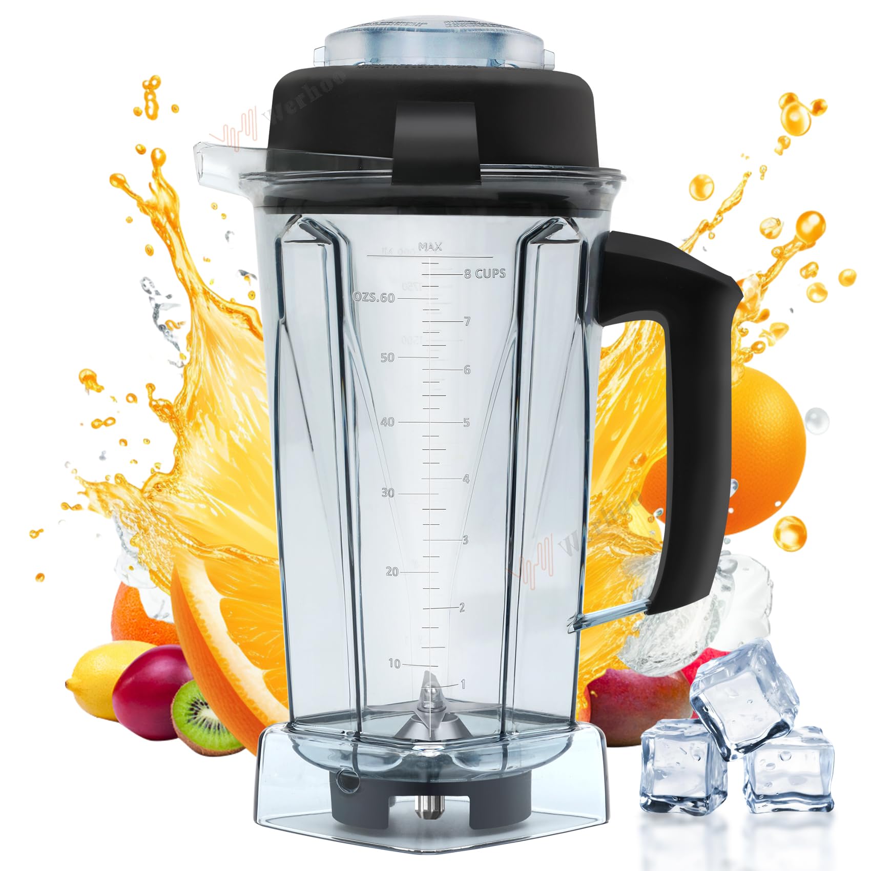 Vitamix Blender Pitcher 64 oz - Compatible with 5200, 6300, VM0101, VM0102, VM0103, VM0197 & E310 Models - Leak-Proof Container for Classic, Explorian, Commercial & Professional Series - 3-Year Warranty - Perfect for Smoothies, Soups & Nut Butters