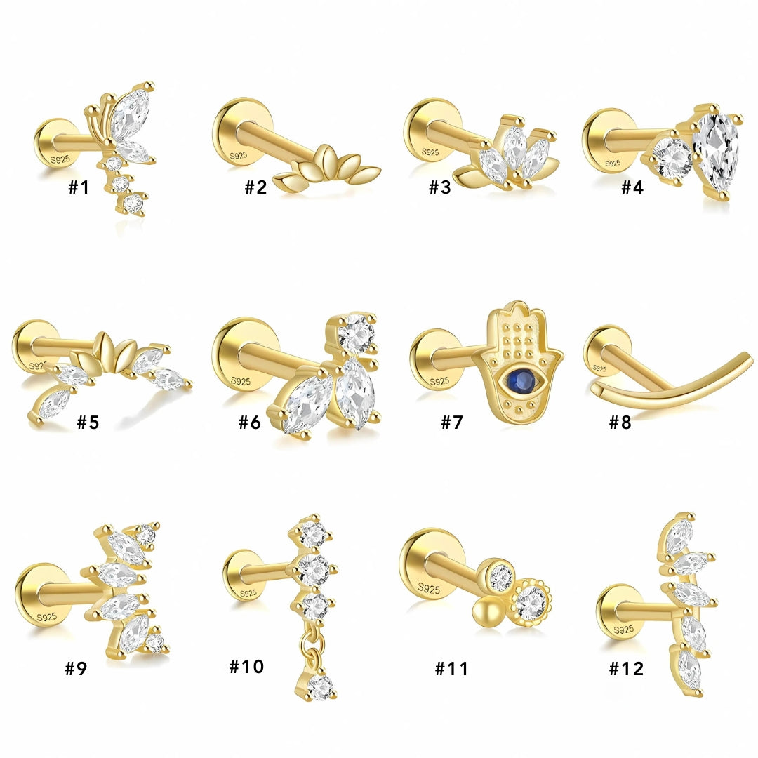 16G Evil Eye Hamsa Flat Back Tragus Daith Earrings for Women - Stainless Steel Cartilage Hoop Earring for Helix, Conch, Rook Piercing | Perfect for Everyday Wear, Spiritual Protection & Boho Jewelry Collection