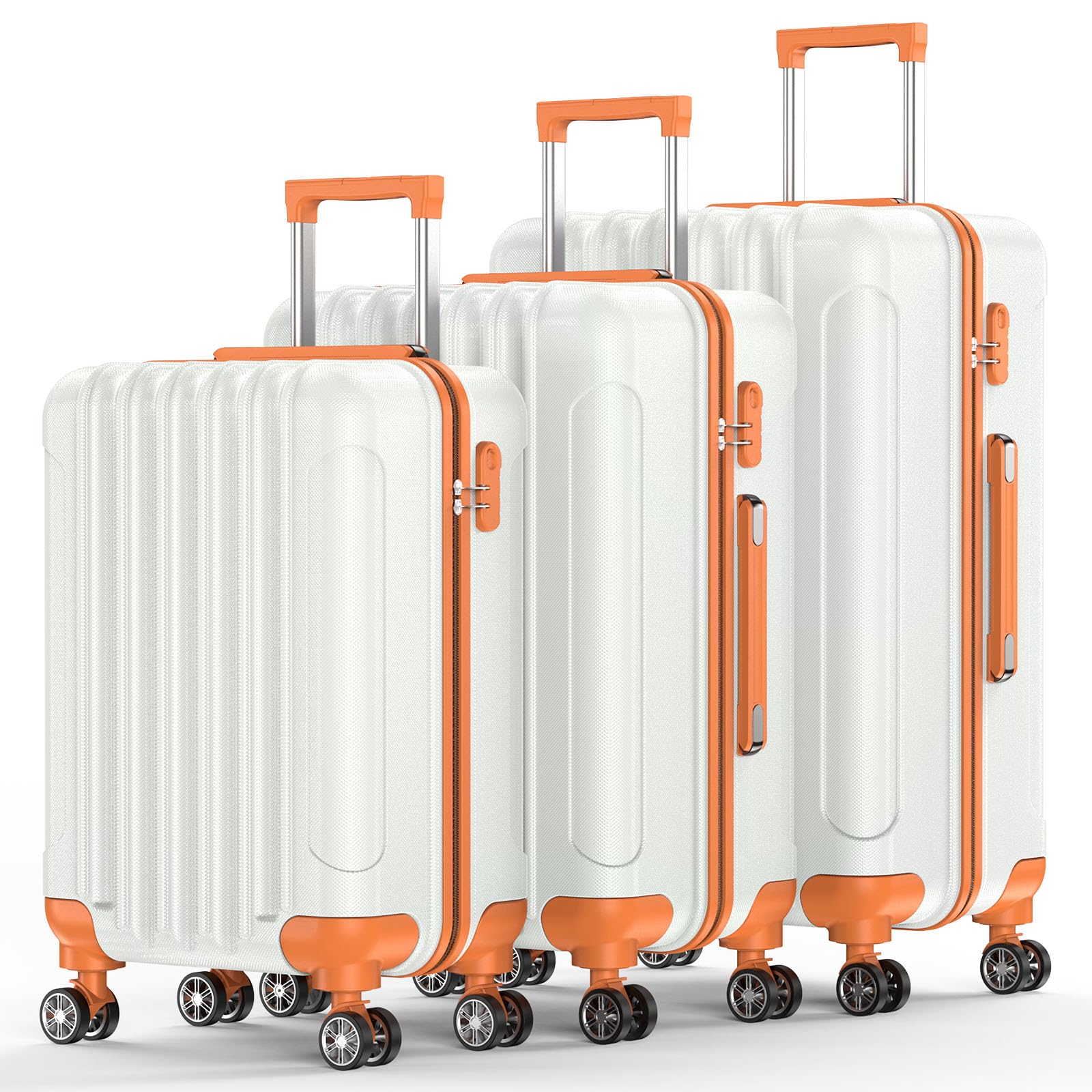 Nazhura 3-Piece ABS Hardshell Luggage Set with Wheels (20/24/28 Inch) - Lightweight Durable Carry On & Checked Suitcases for Travel, Business Trips & Vacations