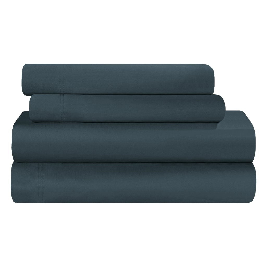 300 Thread Count Rayon From Bamboo Solid Deep Pocket Sheet Set - Ultra Soft & Breathable Bed Sheets for Queen Size Mattress - Perfect for All-Season Comfort & Luxury Bedroom Decor