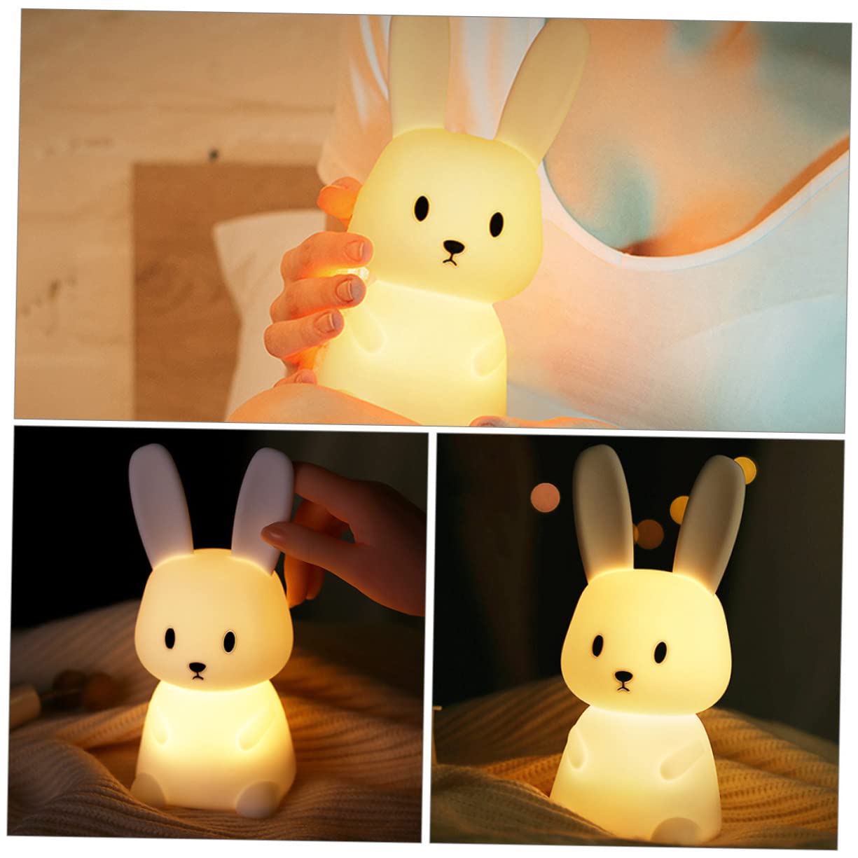 5 Pack Rabbit LED Bunny Night Light - Cute Animal Night Lamp with White Glow, Battery Operated for Kids Room, Nursery, Bedroom Decor & Gift Ideas