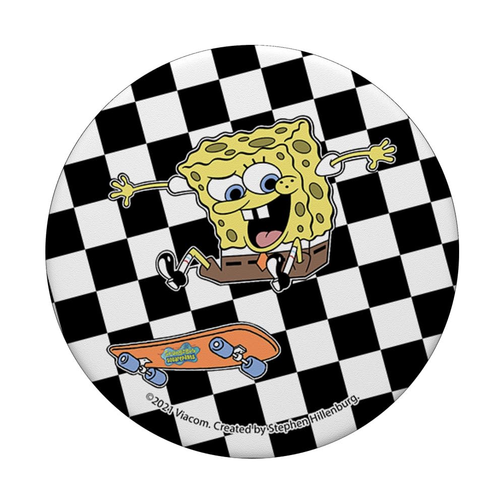 SpongeBob SquarePants Checker Skateboard Design PopSocket - Swappable Grip for Phones & Tablets - Perfect for Skateboarding Fans & Cartoon Lovers
