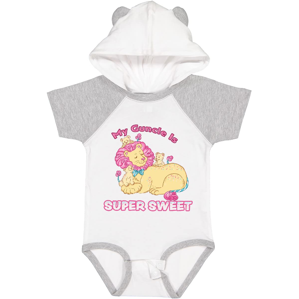 My Guncle is Super Sweet Cotton Candy Lions Pink Baby Bodysuit - Soft & Comfortable Infant Onesie for Boys & Girls - Perfect for Family Gatherings, Photo Shoots & Everyday Wear