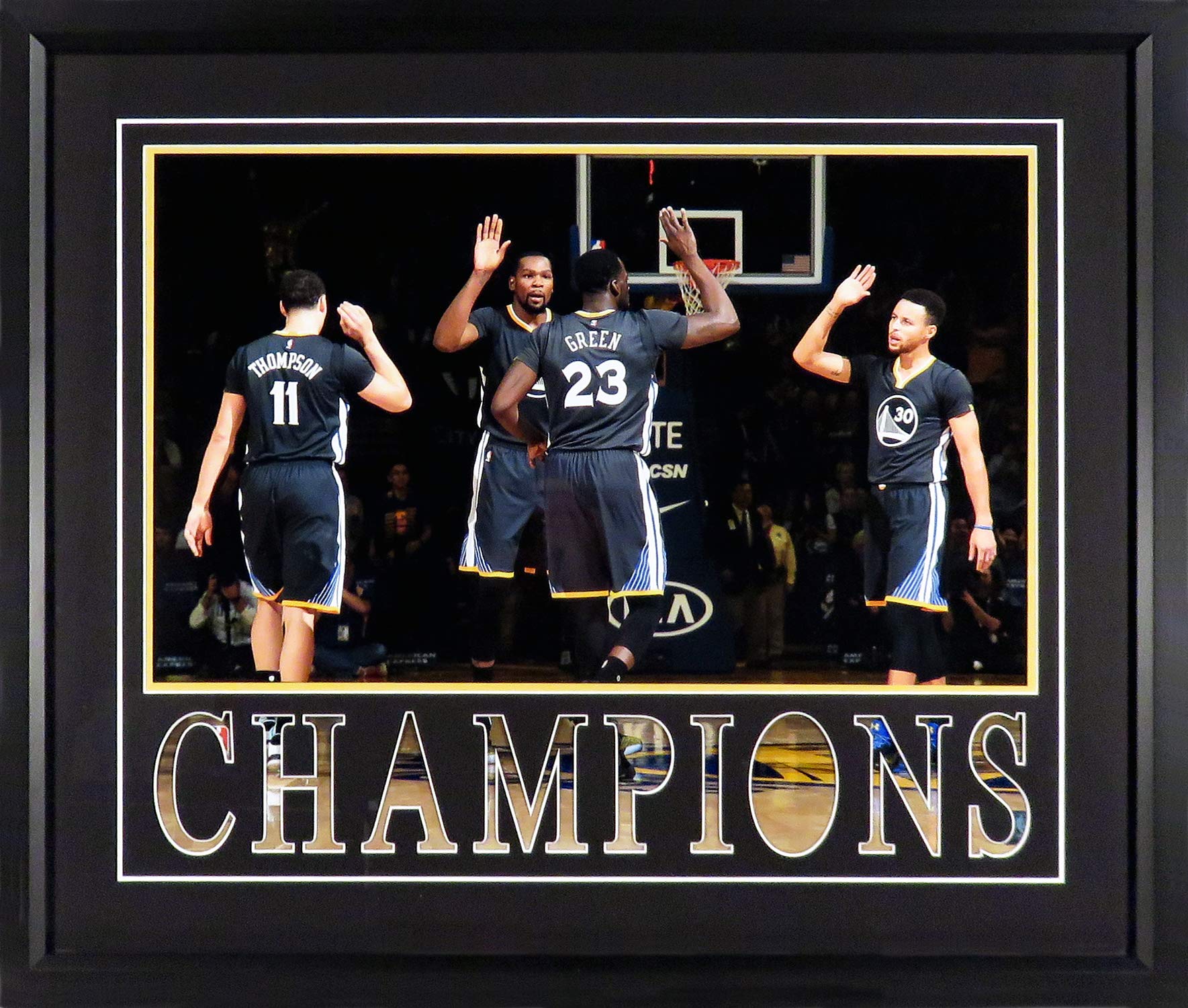 Stephen Curry, Kevin Durant, Klay Thompson & Draymond Green Golden State Warriors Champions 16x20 Photo Print (Impact Series) - Perfect for Sports Memorabilia Collections, Man Cave Decor, and Basketball Fan Gifts
