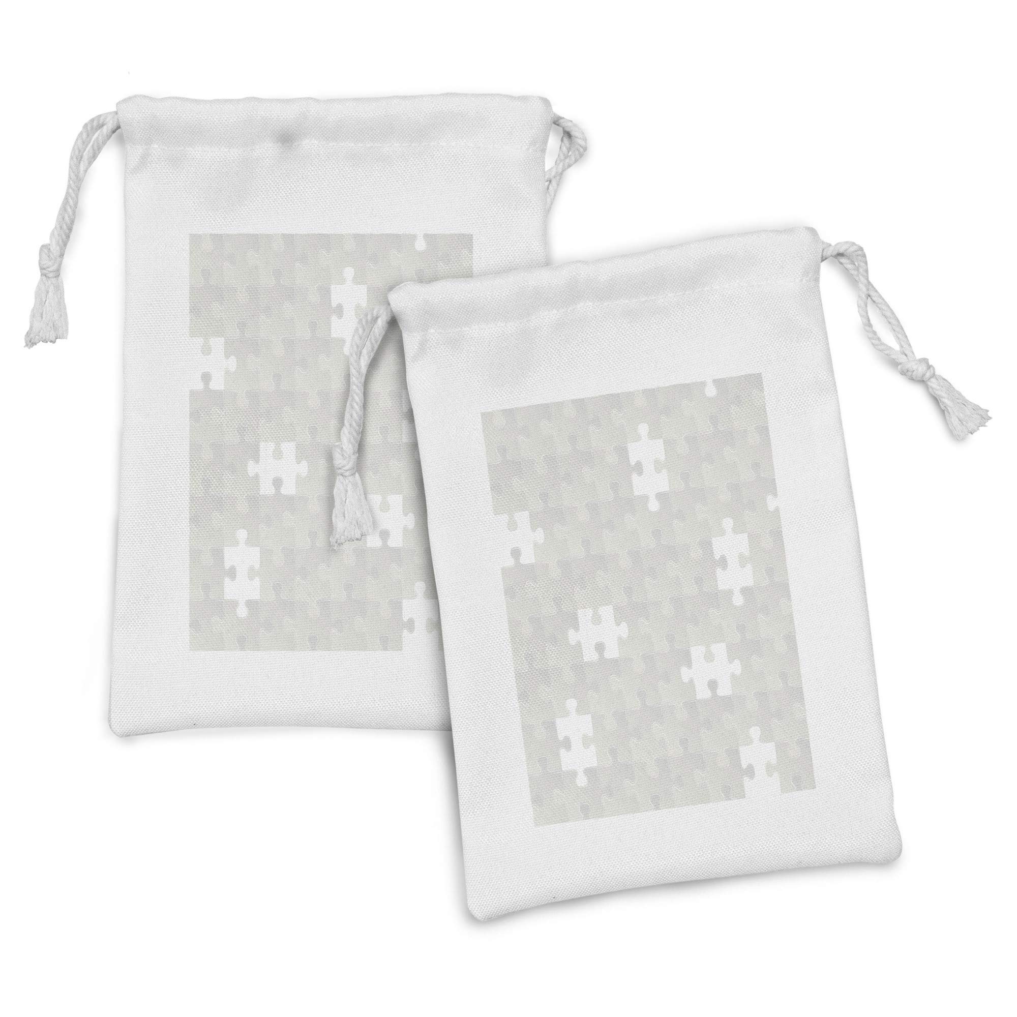 Ambesonne Grey Fabric Pouch Set of 2 - Abstract Game Pattern Drawstring Bags for Toiletries, Masks, Jewelry & Party Favors (9