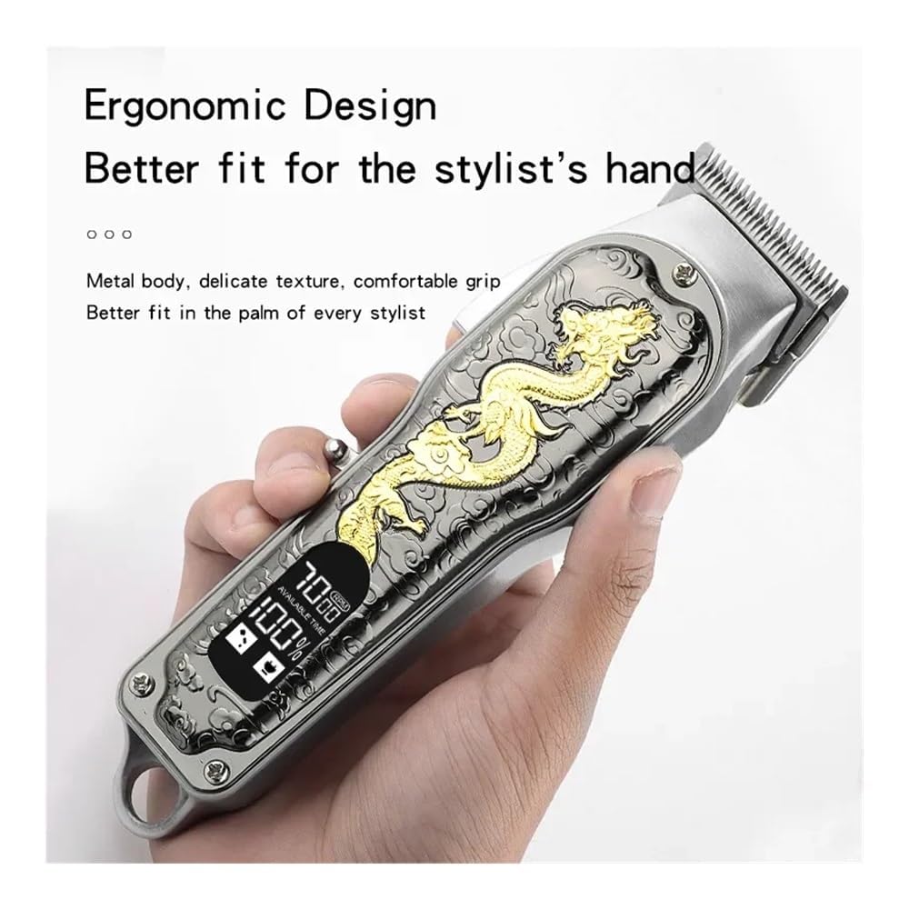 Professional HI-203A Dragon Pattern Electric Hair Clipper - USB Rechargeable Hair Trimmer for Men & Women - Home Barber Styling Tool for Precise Cutting & Grooming - Perfect for DIY Haircuts, Beard Trimming, and Pet Grooming
