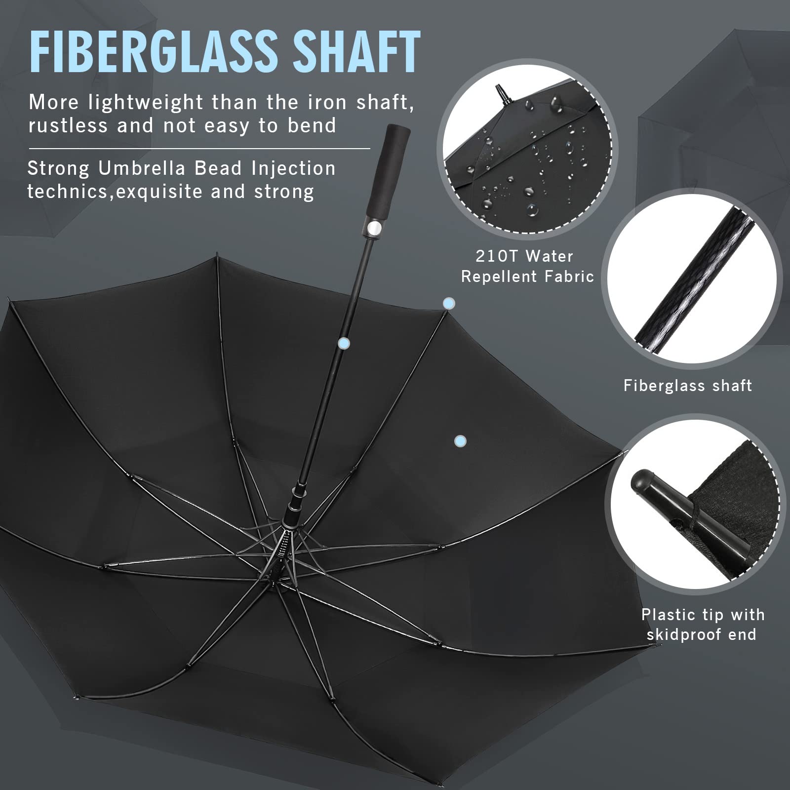 ZOMAKE Large Windproof Golf Umbrella with Double Layer - Extra Wide Automatic Golf Umbrella for Men & Women (Black) - Perfect for Golf Courses, Outdoor Events & Rainy Days