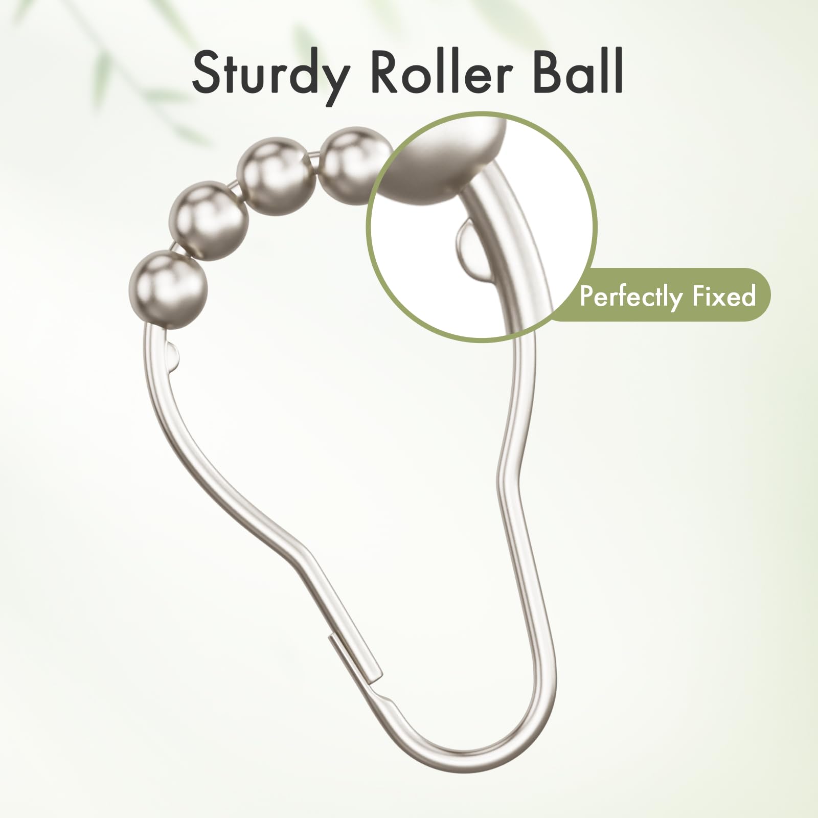 **Amazer 12-Pack Rust-Resistant Metal Shower Curtain Rings - Matte Nickel Finish for Smooth Curtain Rolling - Perfect for Bathroom, RV, and Dorm Use**