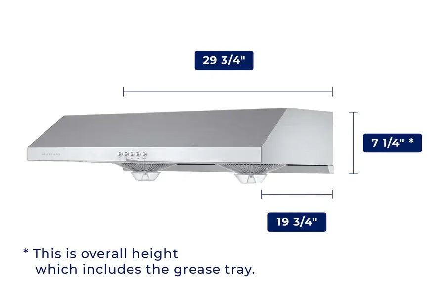 Hauslane UC C100SS 30 Inch Stainless Steel Under Cabinet Range Hood - Powerful 900 CFM Ducted Kitchen Ventilation for Smoke & Odor Removal - Perfect for Home Chefs & Modern Kitchens
