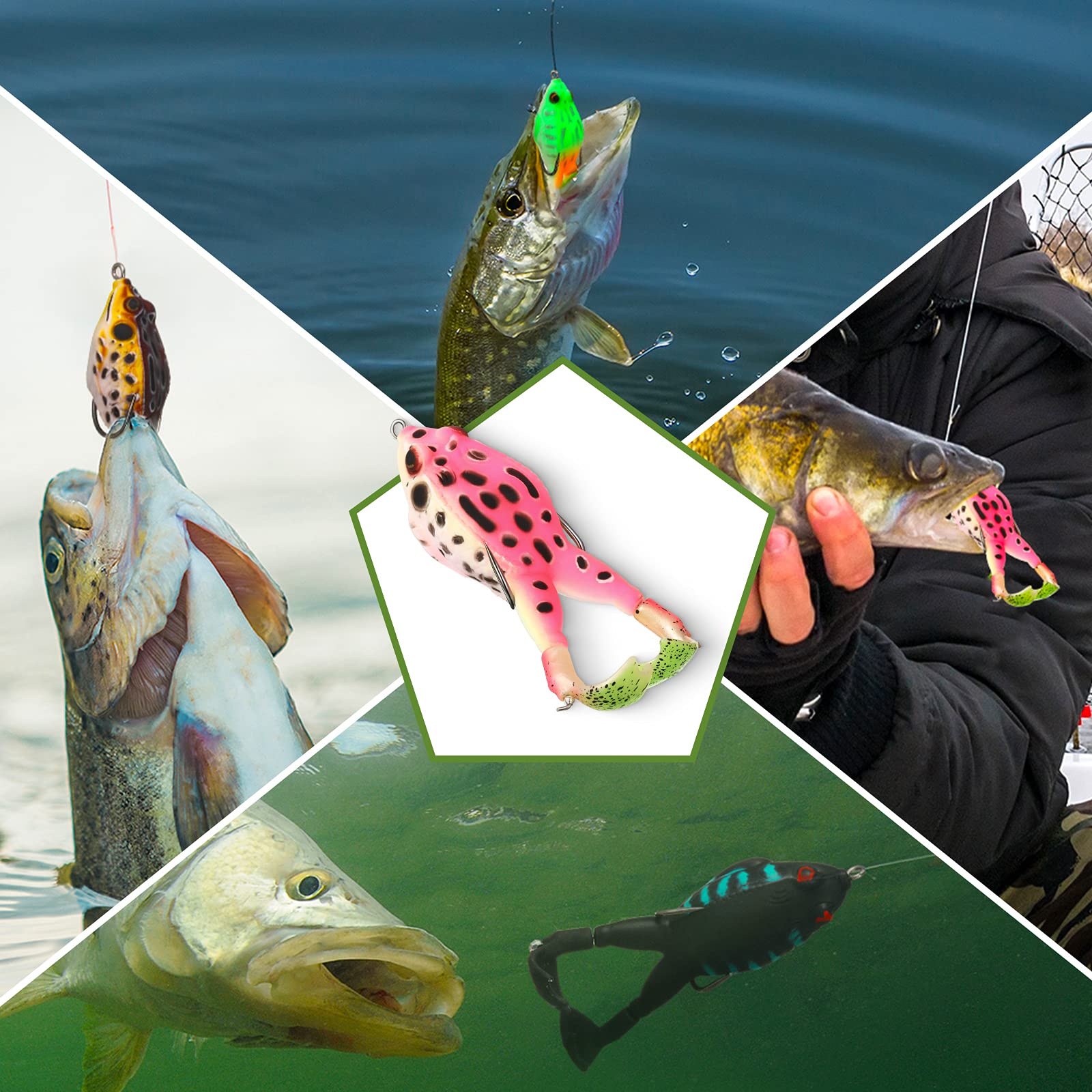Leitee 10-Piece Frog Lure Set - Weedless Topwater Fishing Lures for Bass & Trout - Floating Soft Swimbait Bait with Multiple Colors - Freshwater & Saltwater Fishing Gear - Perfect for Pond, Lake and River Fishing