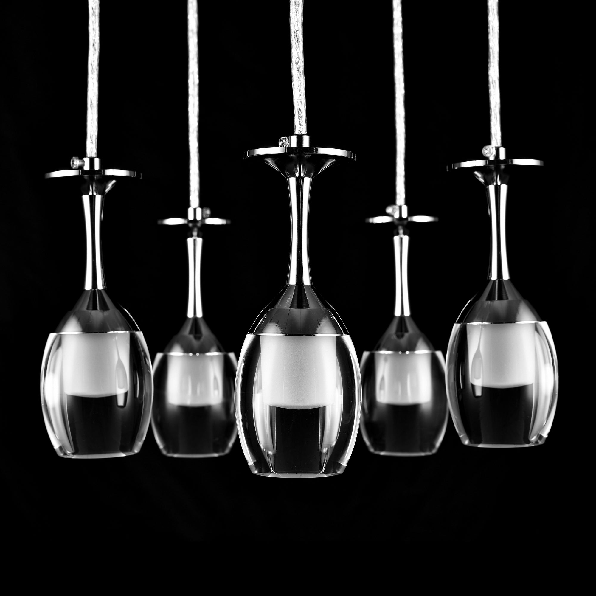 Bacchus Clear Acrylic Red Wine Glass Shaped Smart RGB Pendant Light - Modern LED Hanging Lamp for Dining Room, Bar, and Home Decor