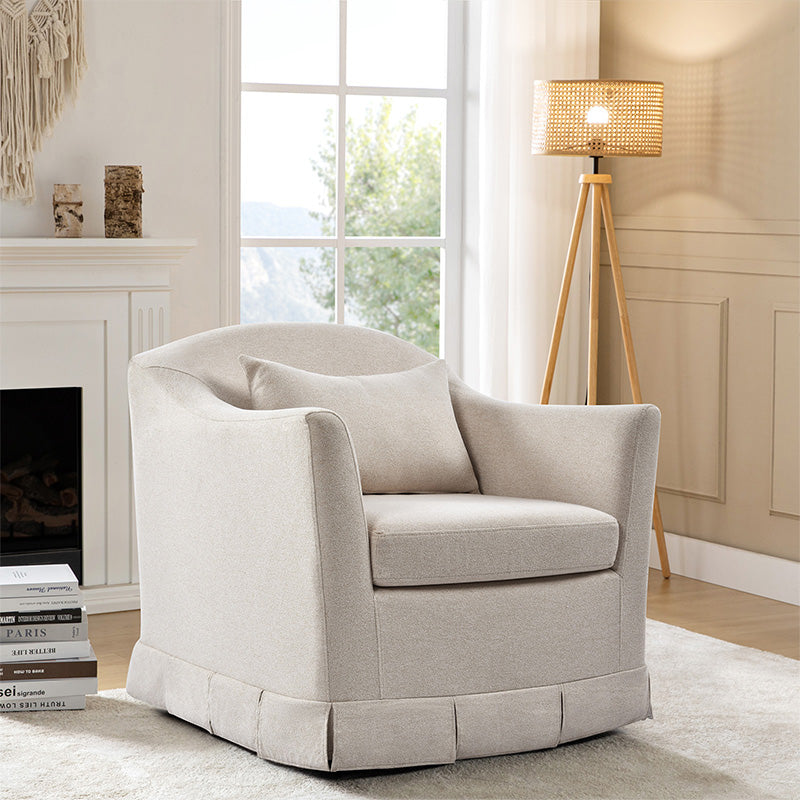 Sara Armchair with Removable Slipcover & Box Pleated Skirt - Modern Living Room Accent Chair for Home, Office, or Reading Nook