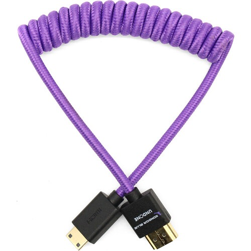 Kondor Blue Gerald Undone Braided Coiled High-Speed Mini HDMI to HDMI Cable - 12 to 24 Inch (Limited Purple Edition) for DSLR Cameras, GoPro, and 4K Video Recording