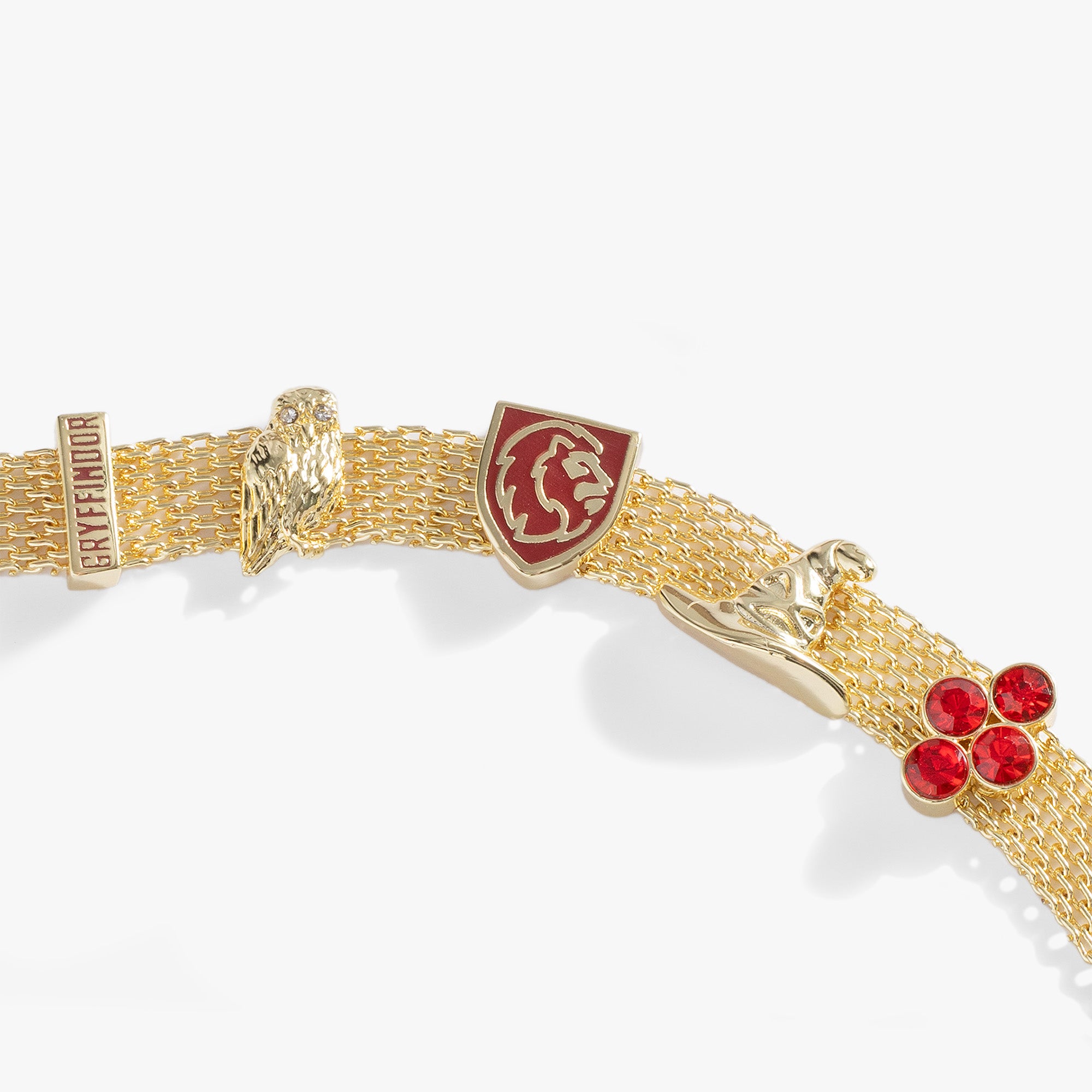 Harry Potter™ Gryffindor Mesh Charm Bracelet - Official Hogwarts House Jewelry for Women & Men - Perfect for Cosplay, Halloween & Wizarding World Fans