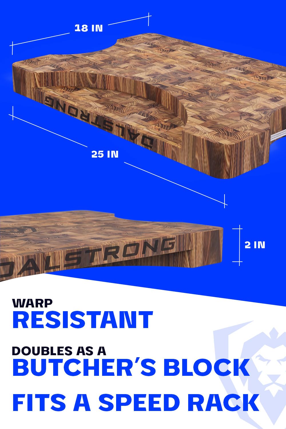 Premium Dalstrong XL End-Grain Teak Cutting Board 25