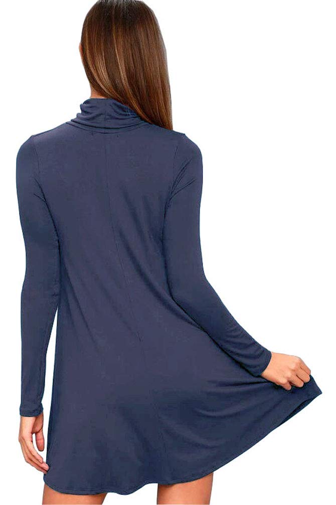Women's Long Sleeve Turtleneck Casual Loose T-Shirt Dress - Comfortable Stretchy Knit Top for Fall Winter Layering, Work Office & Everyday Wear