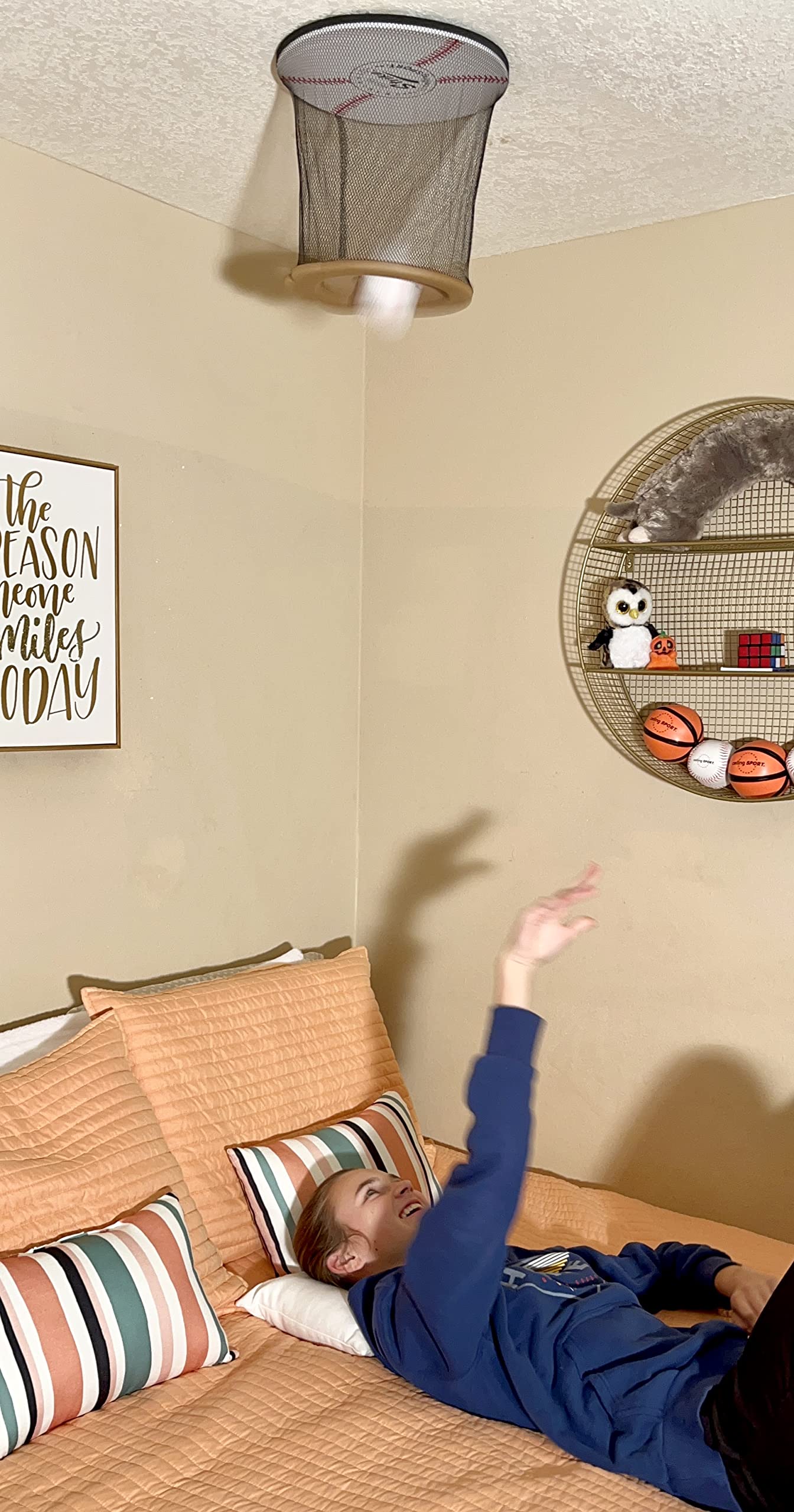 Indoor Baseball Training Set for Kids - Soft Backboard, Net, Mitt & 2 Mini Plush Baseballs | Fun Ceiling Strike Game for Children's Hand-Eye Coordination Practice | Perfect Gift for Young Baseball Enthusiasts | Ideal for Playrooms, Backyards & Birthday Parties
