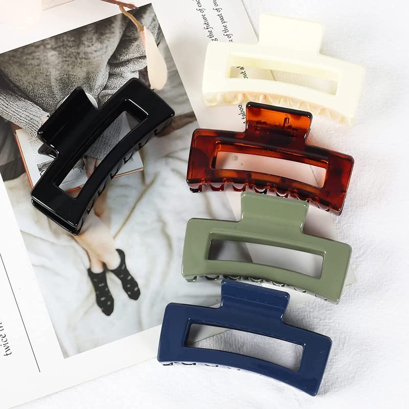 UltraStylist 6-Pack Large Hair Clips for Women - 4.1 Inch Strong Hold Rectangle Claw Clips for Thick & Thin Hair - Perfect for Girls, Teens & Adults - Great for School, Work, Gym & Everyday Styling