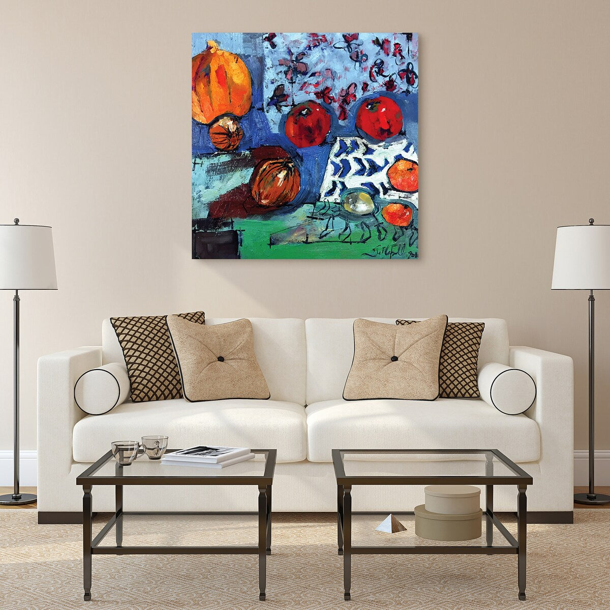 Frameless Floating Tempered Glass Wall Art - Apple Composition by EAD Art Coop | Modern Home & Office Decor for Living Room, Bedroom, Kitchen