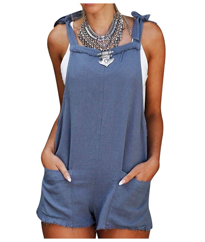 LifeShe Women's Backless Overalls - Sleeveless Casual Jumpsuit Rompers with Pockets | Summer Beach Outfit, Music Festival Wear, Vacation Clothes