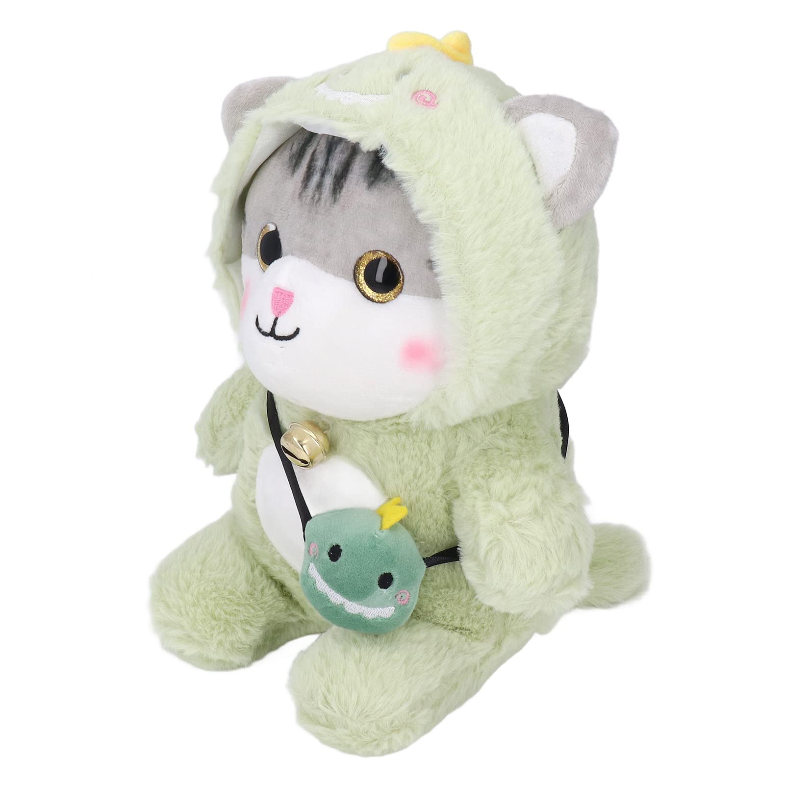 KUIDAMOS Soft Plush Cat Stuffed Animal Toy - Cute Cartoon PP Cotton Cat Plush for Kids, Elastic & Huggable - Perfect Birthday Gift, Christmas Present & Party Favor (Green) - Ideal for Bedtime Cuddles, Nursery Decor & Toddler Playtime