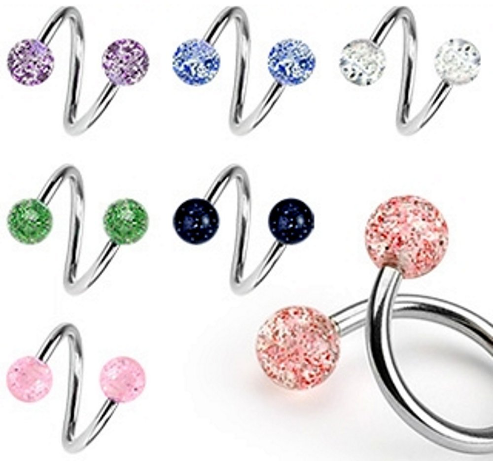 7pcs Sparkle Spiral Belly Ring 14g - Body Jewelry for Navel Piercing