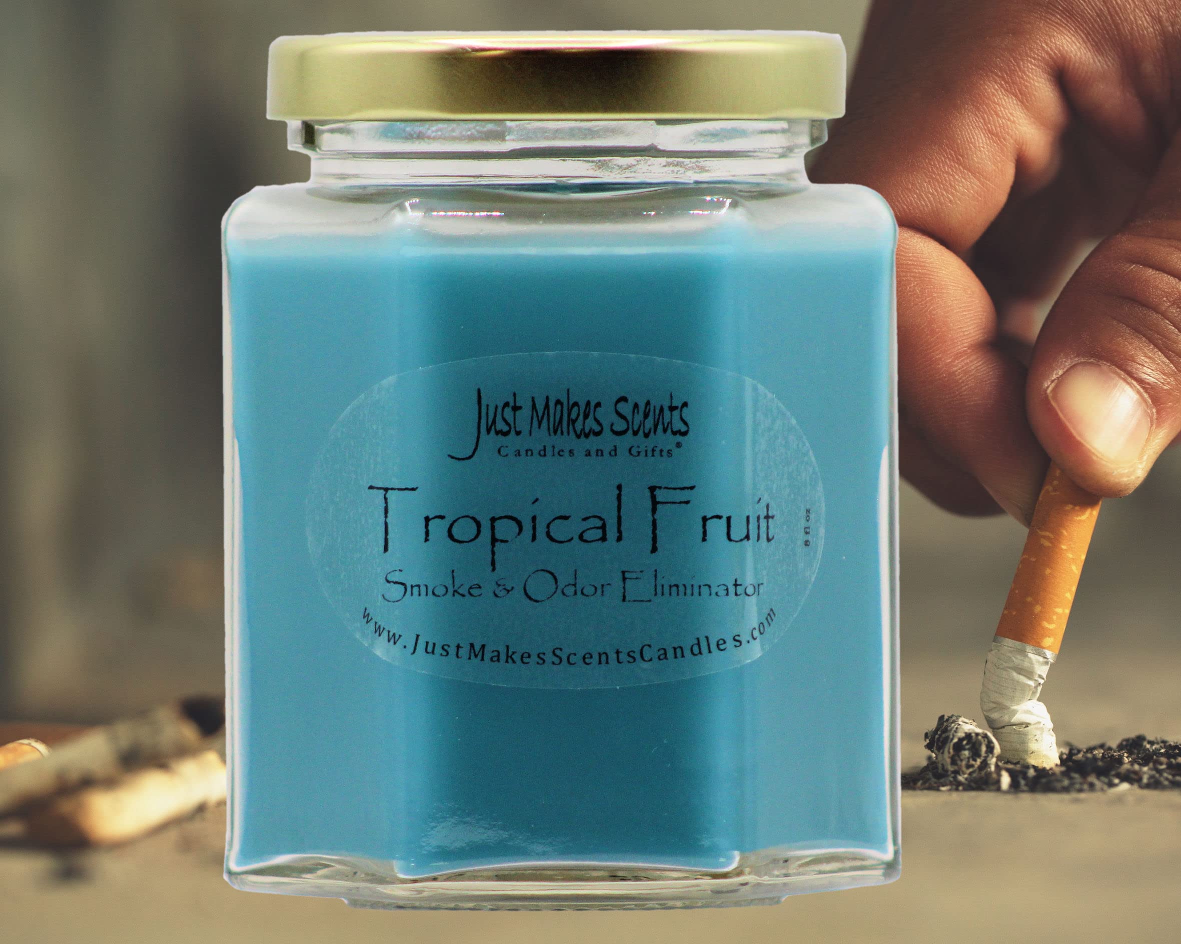 Just Makes Scents Tropical Fruit Scented Candle - Hand Poured in USA, Natural Smoke & Odor Eliminator for Home, Kitchen, Bathroom - Long Lasting Aromatherapy for Relaxation & Stress Relief