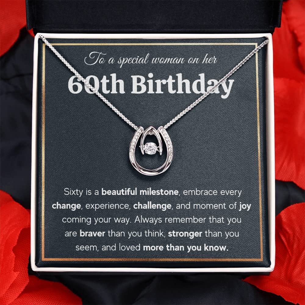 60th Birthday Gifts for Women - Elegant Happy 60 & Fabulous Necklace Set with Message Card & Gift Box | Perfect Retirement, Milestone Celebration & Mother's Day Present