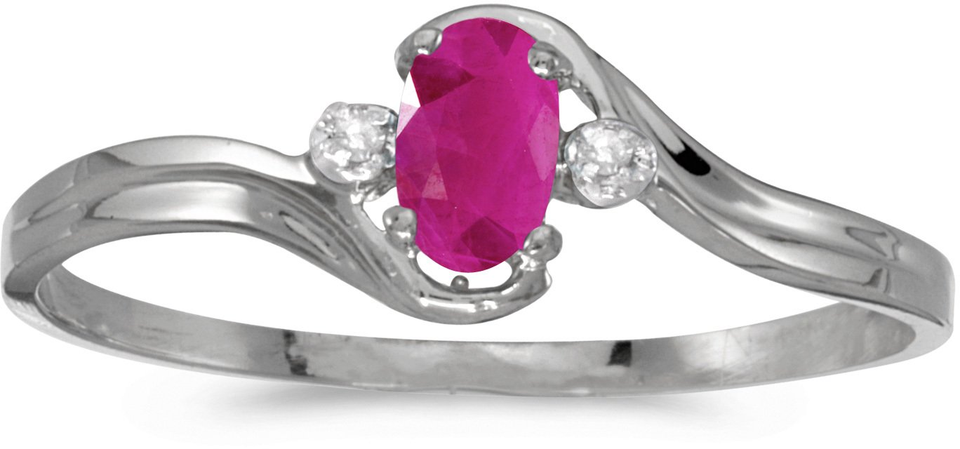 10K White Gold Oval Ruby and Diamond Engagement Ring for Women - Perfect for Weddings, Anniversaries & Special Occasions