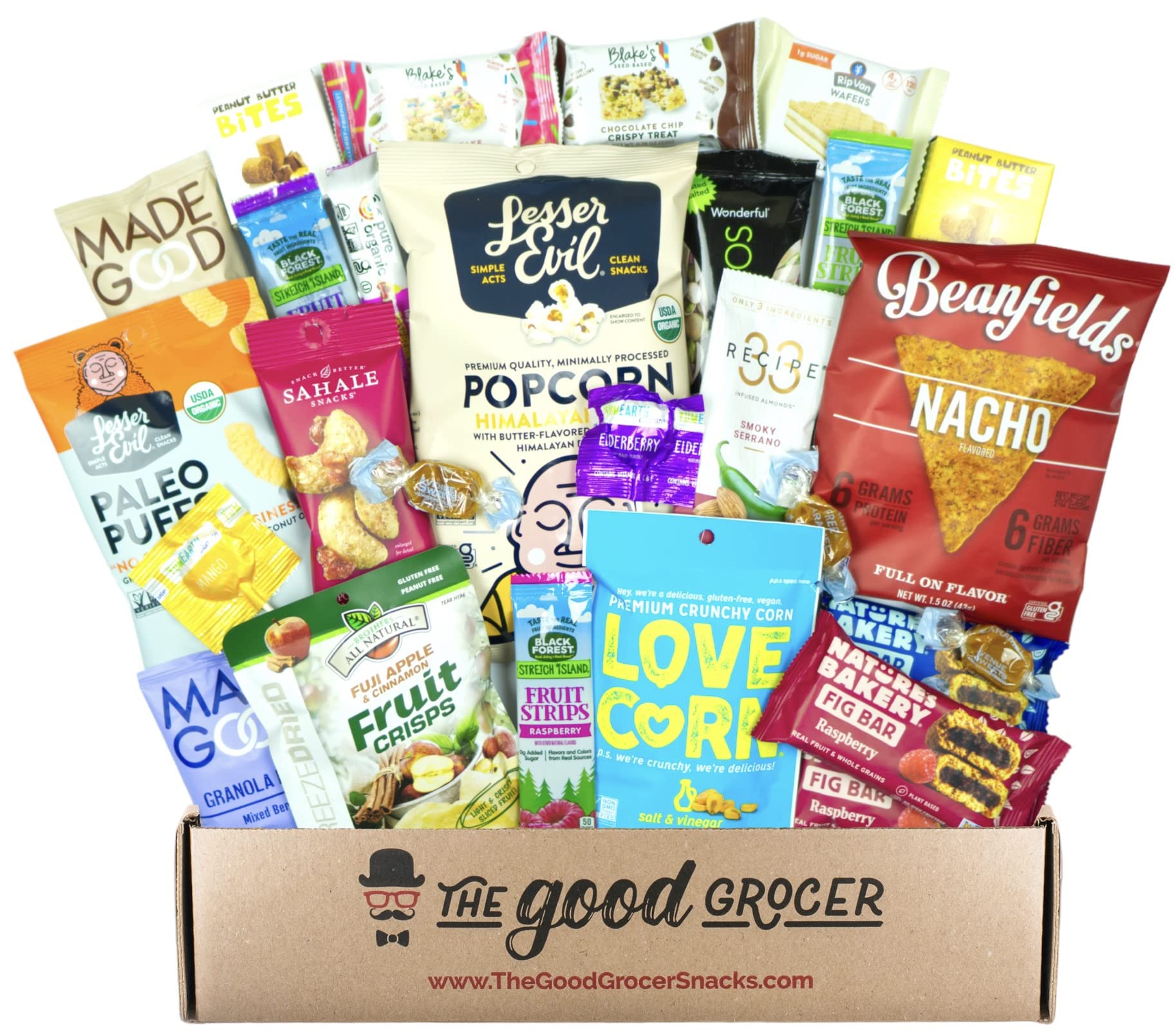 Organic Vegan Snack Care Package (25 Count) - Non-GMO, Nutrient-Dense Healthy Snacks Variety Pack | Perfect for College Students, Office Snacks, Gift Baskets & Care Packages
