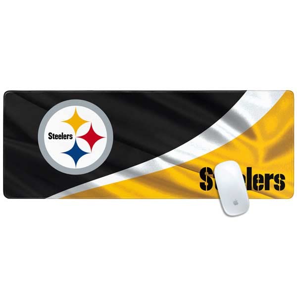 Officially Licensed NFL Pittsburgh Steelers Large Gaming Mouse Pad - Non-Slip Rubber Base, Waterproof, Stitched Edges for Durability | Perfect Desk Mat for Keyboard & Mouse | Ideal for PC Gaming, Office Work & Home Computer Setup