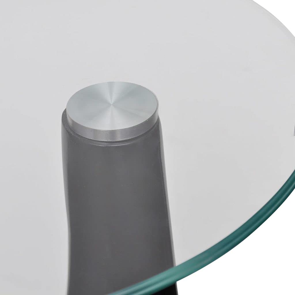 Modern High Gloss Round Glass Coffee Table - White & Black End/Side Tables for Living Room - Perfect for Small Spaces, Apartments & Contemporary Home Decor