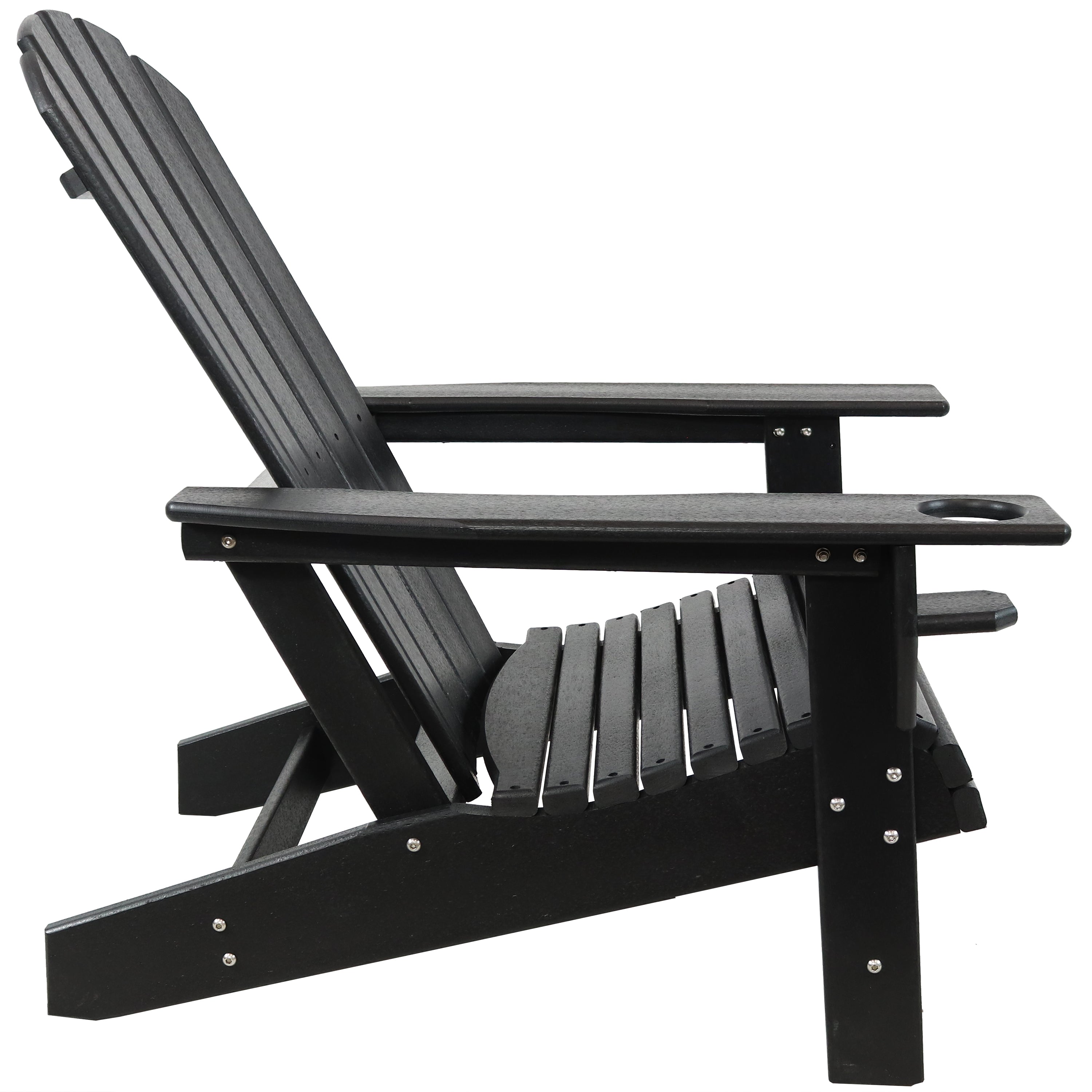 Durable All-Weather Lake Style Adirondack Chair with Cup Holder - Perfect for Outdoor Patio, Garden, Beach & Poolside Relaxation