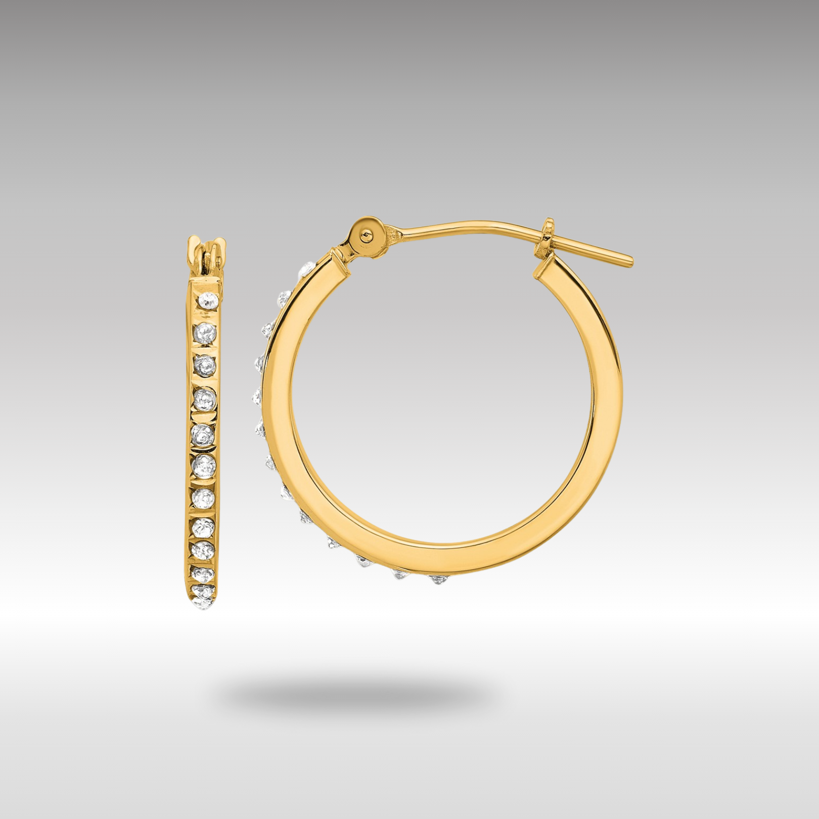 14K Gold Diamond Hoop Earrings for Women - Polished & Elegant DF347 - Perfect for Parties, Weddings & Everyday Wear