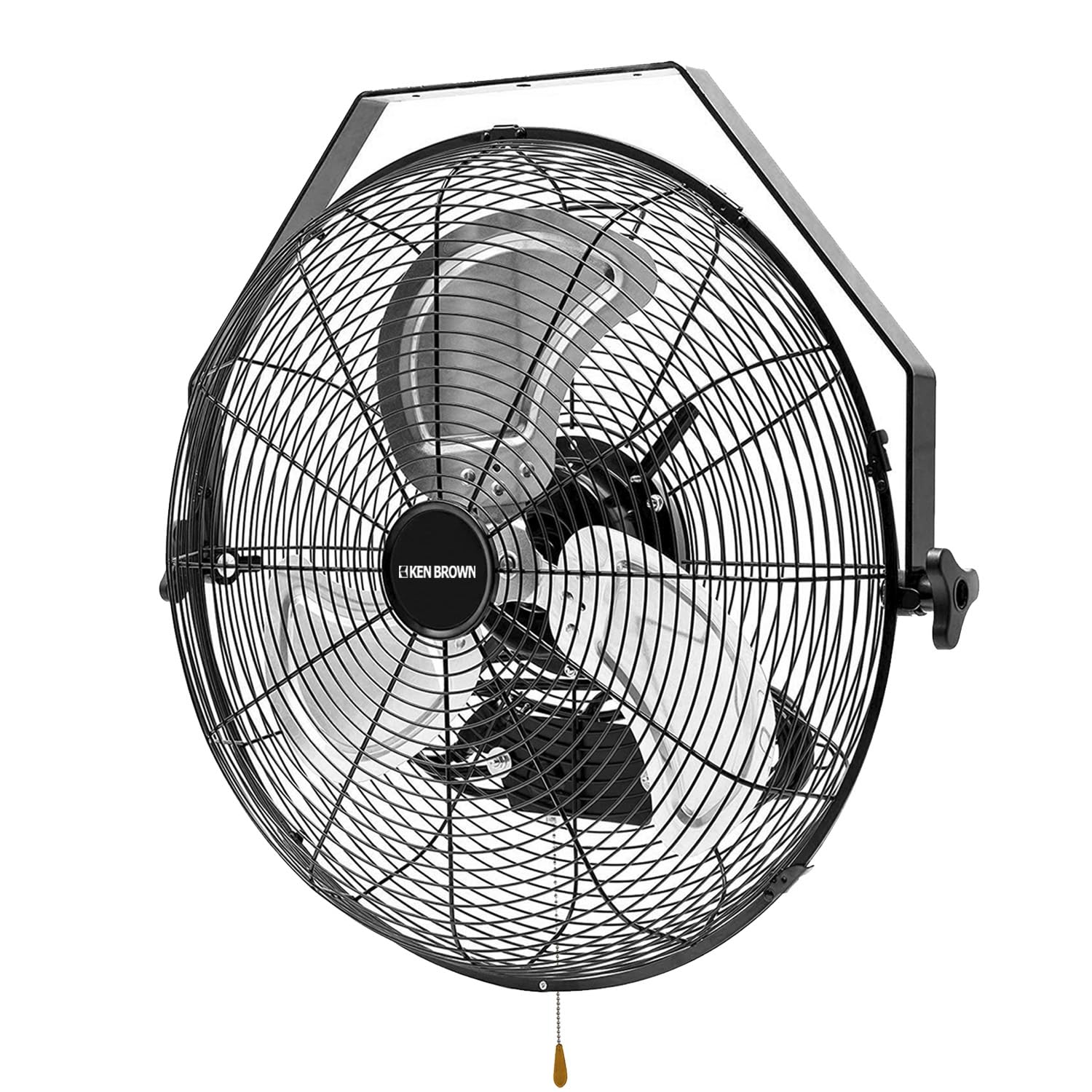 KEN BROWN 18 Inch Industrial Wall Mount Fan - 4300 CFM Heavy Duty Metal Fan with 3-Speed High Velocity & Oscillation - Perfect for Patios, Shops, Greenhouses, Garages, Commercial Spaces & Gazebos | Ideal for Cooling Large Areas, Ventilation & Air Circulation
