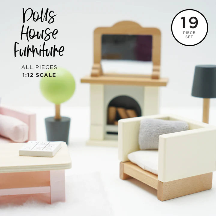 Premium Wooden Dollhouse Furniture Set - Living Room Miniature Decor for Kids & Collectors | Perfect for Playtime, Room Decor & DIY Projects