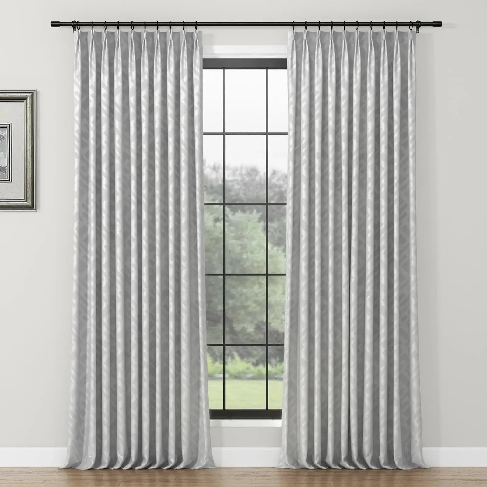 Lydia Rove Jacquard Pleated Curtains for Living Room & Bedroom - Elegant Window Treatments for Home Decor