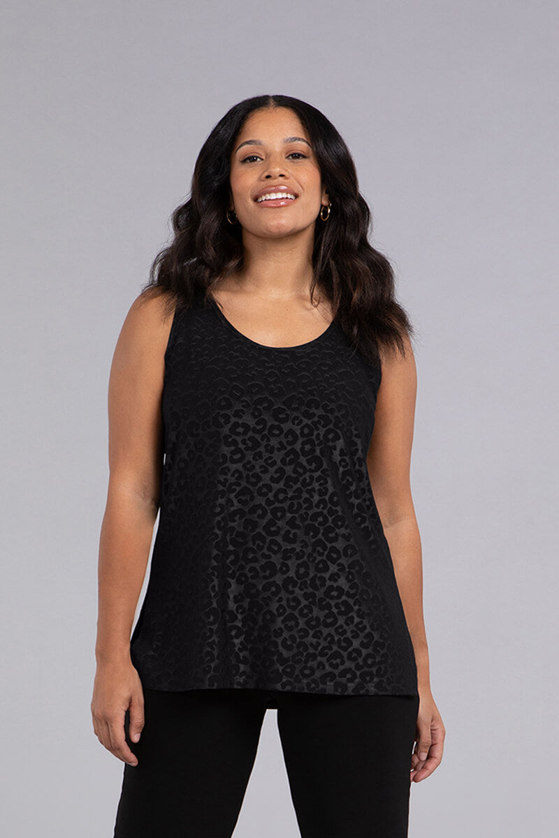 Go To Tank Relax | Black Animal Embossed Yoga Top for Women - Perfect for Yoga, Gym Workouts & Casual Wear