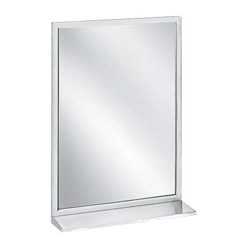 Bradley 7805 16-Inch Angle Frame Mirror with Shelf & Hanger - Perfect for Bathroom, Bedroom, and Entryway Décor