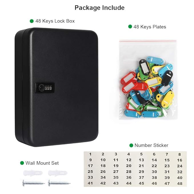 Kgeorix Alloy Steel Wall Mount Key Cabinet - Secure Key Organizer & Storage Lock Box with Combination Code Lock | Perfect for Home, Office & Commercial Key Management (Black)