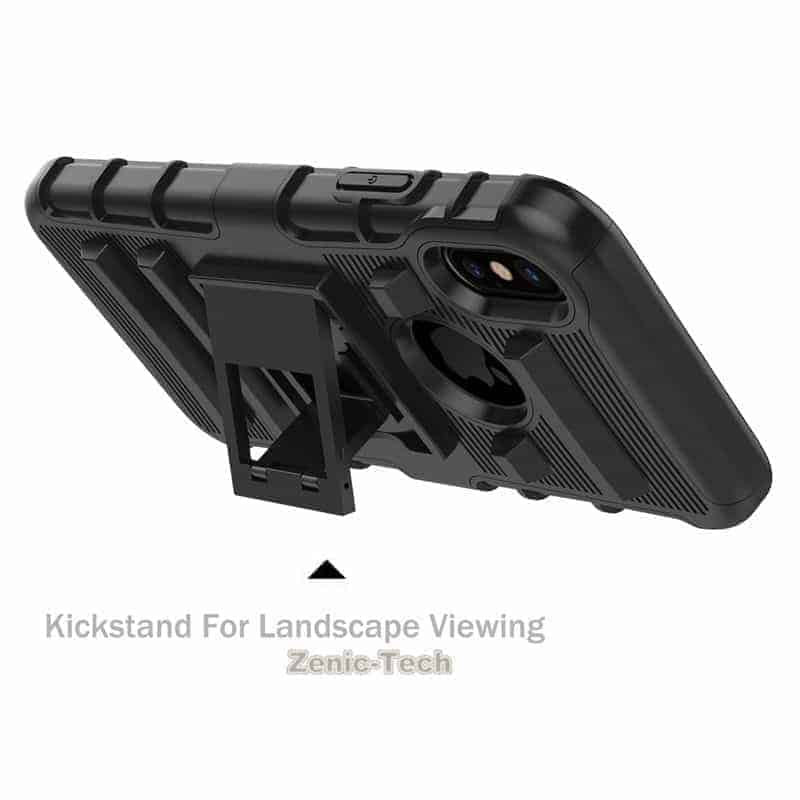 Apple iPhone X Rugged Armor Holster Case with Belt Clip - Heavy Duty Protection for Outdoor, Work & Active Lifestyle (Black)